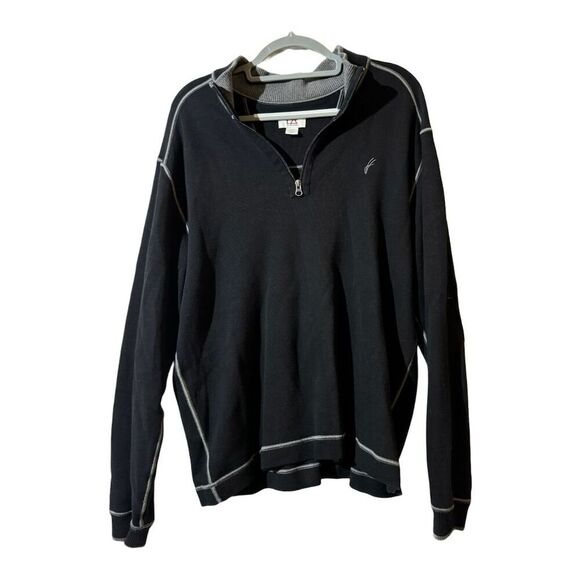 Cutter & Buck Mens Black 1/4 Zip Mock Neck Pullover Sweater L Casual Streetwear - Picture 1 of 8